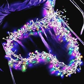 LED String Lights Firecracker Copper Wire Flexible 2M 5M Set Fairy Garland Holiday Light for Wedding Holiday Party Room Decoration Warm White Colorful Lamp A