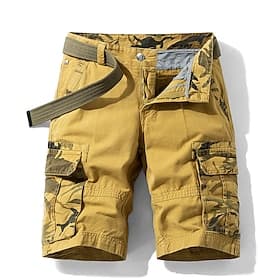 Men's Cargo Shorts Bermuda shorts with Side Pocket Multi Pocket Flap Pocket Solid Color Going out Streetwear Fashion Cargo Shorts ArmyGreen Blue