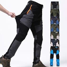 Men's Water Resistant Hiking Pants Trousers Work Pants Cargo Pants Safari Outdoor Pants Windproof Quick Dry Stretch Nylon Spandex 3 Zipper Pocket Elastic Waist