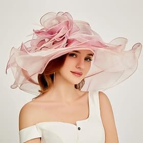 Fascinateurs chapeaux coiffe organza polyamide chapeau seau chapeau de paille chapeau de soleil vacances décontractées Melbourne Cup cocktail Royal Ascot avec