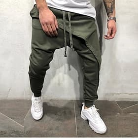 Men's Joggers Trousers Baggy Pants Casual Pants Drawstring Elastic Waist Solid Color Comfort Breathable Full Length Daily Streetwear Fashion Classic Loose Fit