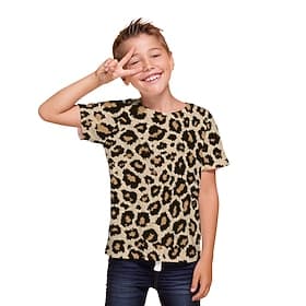 Garçon 3D Léopard T-shirt Tee-shirts Manche Courte 3D effet Eté Actif Enfants 3-12 ans Usage quotidien Standard