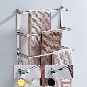 toallero montado en la pared, estante de almacenamiento de barra de toalla de 3 niveles de acero inoxidable para baño Toallero de 60 cm toallero colgador de to