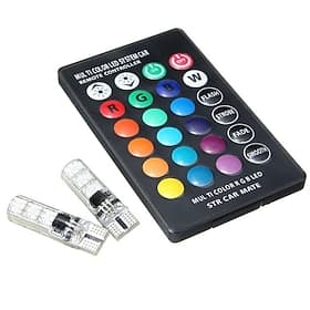 lumière de voiture led rgb 1 set t10 led rgb 5050 smd w5w 168 192 feux de dégagement de voiture 12v côté coin feu de stationnement arrière avec télécommande fe