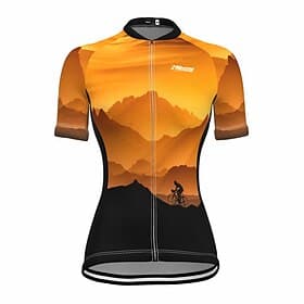 Damen Radtrikot 3D Natur Landschaft Lustig Kurzarm Fahhrad Trikot Oberteil mit 3 Gesäßtaschen Mountainbike MTB Straßenradsport Schnelltrocknend Reflektierende