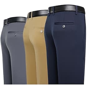 Men's Trousers Dress Pants Slacks Flat Front Pants Suit Pants Straight Leg Geometry Stretch No-Iron Formal Wedding Business Classic Style Casual Black Royal Bl