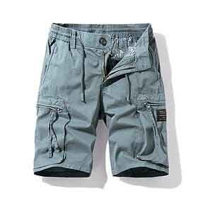 Men's Cargo Shorts Hiking Shorts Elastic Waist Multi Pocket Multiple Pockets Plain Comfort Soft Knee Length Casual Daily Fashion Streetwear ArmyGreen Black