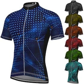 Voor heren Wielrenshirt Grafisch Stip Met Patroon Korte mouw Fietsen Shirt Kleding Bovenlichaam met 3 achterzakken Bergracen Wegwielrennen Sneldrogend Zacht Re