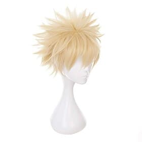 Perruques de cosplay Blond Lisse Cheveux synthétiques Court Perruques Homme / Femmes Perruques Pour la fête