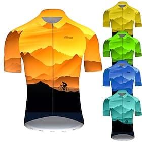Homme Maillot de cyclisme Dégradé À Motifs 3D Manche Courte Cyclisme Maillot Top avec 3 poches arrière VTT Vélo tout terrain Cyclisme sur route Cyclisme Séchag