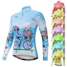 Femmes Maillot de cyclisme À Motifs Motif Floral Fleur manche longue Cyclisme Maillot Top avec 3 poches arrière VTT Vélo tout terrain Cyclisme sur route Séchag