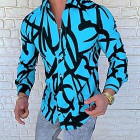 Men's Color Block Striped Geometric Pattern Shirt Button Up Shirt Long Sleeve Fashion Designer Simple Casual Daily Going out Fall Winter Button Down Collar Pat