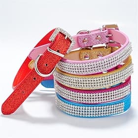 Dog Cat Collar Reflective Band Reflective Cute and Cuddly Durable Cute Outdoor Walking Plaid Rhinestone Husky Labrador Alaskan Malamute 1PC