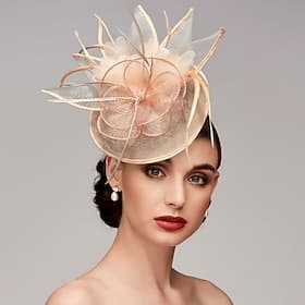 Feathers Net Fascinators Kentucky Hats Headpiece with Feather Cap Flower 1 PC Wedding Horse Race Ladies Day Melbourne Cup Headpiece dress to impress Race Day D
