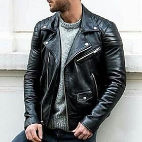 Voor heren Jas van imitatieleer Overgangsjack Jas Bikerjack Dagelijks Thermisch Warm Regenbestendig Extra groot Herfst Effen Kleur Casual Strijkijzer Normaal R
