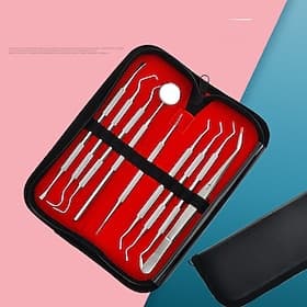9 pièces ensemble d'outils de nettoyage dentaire en acier inoxydable outils de soins bucco-dentaires calcul dentaire nettoyage taches dentaires outils de soins