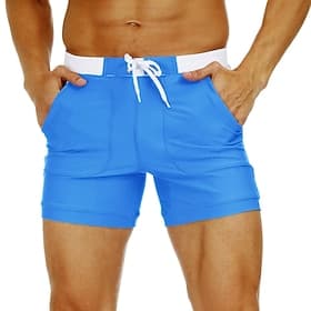 Herren Badeshorts Badehose Einfarbig Kordelzug Netzfutter Mit Taschen Schnelltrocknend Bequem Boardshorts Badeanzug Surfen Strand Wassersport Sommer