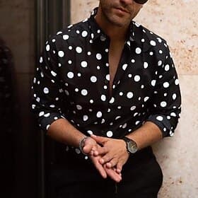 Per uomo A Pois Motivo Geometrico Camicia Camicia con Bottoni Manica Lunga Moda Streetwear Designer Streetwear Casuale Quotidiano Colletto Blu Nero Bianco Viol