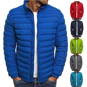 Men's Puffer Jacket Transition Jacket Outdoor Classic Spring Fall Polyester Windproof Lightweight Solid Color Light Blue Navy Big red Grass Green Vest