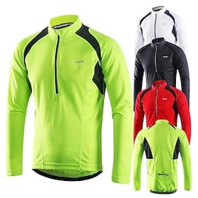 Arsuxeo Men's Long Sleeve Cycling Jersey Downhill Jersey 4 pockets Summer Polyester Green White Dark Gray Solid Color Bike Jersey Mountain Bike MTB Road Bike B