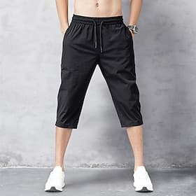 Homme Pantacourt Pantalons Capri Poche Cordon Taille elastique Plein Confort Des sports du quotidien Sport de détente Vacances mode Style classique Noir Gris C