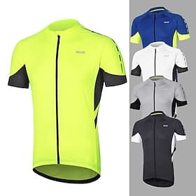 Homme Maillot de cyclisme Couleur Unie Manche Courte Cyclisme Maillot avec 3 poches arrière VTT Vélo tout terrain Cyclisme sur route Respirabilité Bandes réflé