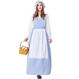 250e anniversaire des États-Unis 19ème siècle Tenues Robe Prairie Fille pionnière Epoque Coloniale Guerre d'indépendance américaine Déguisement Femmes Carnaval