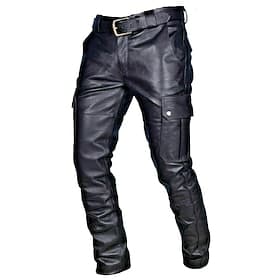 Men's Trousers Faux Leather Pants Casual Pants Multi Pocket Solid Color Nightclub Streetwear Fashion Black Red