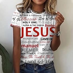 Women's T Shirt Basic Letter Easter Print Short Sleeve Regular Tops Round Neck Casual Weekend White