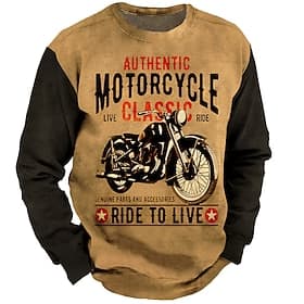 Homme Impressions Graphiques Moto Sweat-shirt Pull manche longue Sweat-shirt Col ras du cou Motifs 3D Designer Basique Impression 3D Occasionnel Quotidien Spor
