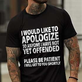 Men's Graphic T-Shirt - Sarcastic Humor 'Haven't Offended You Yet' Short Sleeve Lifestyle Tee
