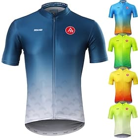 Arsuxeo Men's Short Sleeve Cycling Jersey With 3 Rear Pockets Summer Bicycle Riding Bike Top Breathable Quick Dry Moisture Wicking Elastane Polyester Green Yel