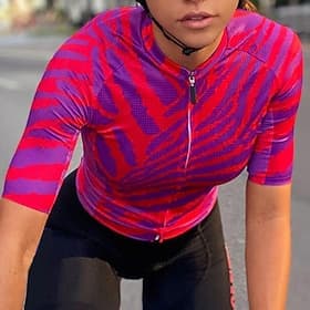 Women's Cycling Jersey Zebra Short Sleeve Bike Jersey Top with 3 Rear Pockets Mountain Bike MTB Road Bike Cycling Quick Dry Reflective Strips Back Pocket Moist