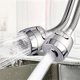Kitchen Sink Tap Faucet Extension 18cm 2 Mode Sprayer, 360 Degree Rotatable Anti-Splash Extender with Hose Spray Head Swivel Aerator Foam Rain Mode for 22-24m