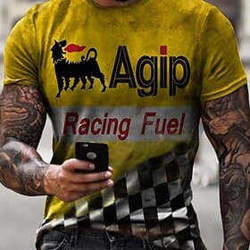 Men's Graphic Letter T Shirt Distressed T Shirt Short Sleeve T shirt 3D Print Crew Neck Shirt Vintage Fashion Designer Outdoor Casual Daily Yellow Summer Cloth