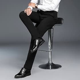 Homme pantalon de costume Pantalon Chino Pantalons décontractés Poche Jambe droite Plein Confort Bureau Entreprise Casual Vêtement de rue mode Noir Gris Clair