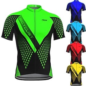 Men's Cycling Jersey Geometric Short Sleeve Bike Jersey Top with 3 Rear Pockets Mountain Bike MTB Road Bike Cycling Quick Dry Reflective Strips Back Pocket Moi