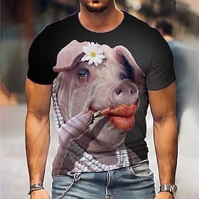 Homme Graphique Chouette Cochon T-shirt T-Shirts Drôles Manche Courte T-shirt Impression 3D Col ras du cou Chemise Sports Designer Classique Quotidien Sports W