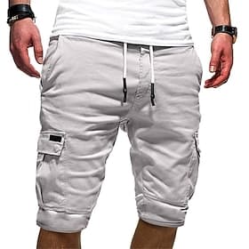 Men's Cargo Shorts Multi Pocket Map Outdoor Sports Knee Length Holiday Going out Weekend Shorts Slim Lake blue Navy Inelastic