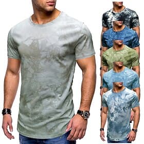 Men's T Shirt Short Sleeve Crew Neck Summer Tie Dye Fashion Classic Comfortable Casual Street Sports Black Top Tee for Men