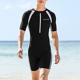 Herre Tettsittende dykkerdrakt Lapper Forside Glidelås UV Solbeskyttelse Hurtigtørkende Lettvekt Kortermet Badedrakt Surfing Dykking Snorkling Sommer