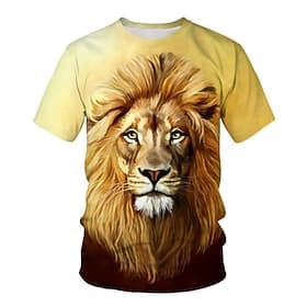 Garçon 3D Animal Lion T-shirt Manche Courte 3D effet Eté Printemps Actif Sportif Mode Enfants 3-12 ans Extérieur du quotidien Standard