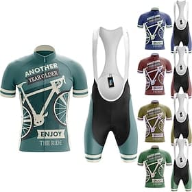 21Grams Herren Radtrikot mit Radhose kurz Trägern fahrradbekleidung set Kurzarm MTB Mountain Rennrad Grün Königsblau Rot Graphic Fahhrad Sportkleidung 3D-Pad A