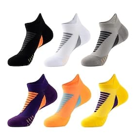 Homme Chaussettes Chaussettes Velo Cyclisme Activités Extérieures Vélo / Cyclisme Respirable Doux Anti-transpiration 5 paires Rayure Polyester Nylon Violet Noi