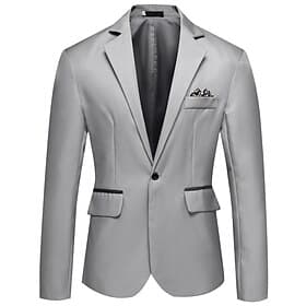 Men's Jacket Blazer Wedding Business Breathable Pocket Spring Fall Print Elegant Business V Neck Regular Regular Fit Black White Pink Red Navy Blue Jacket