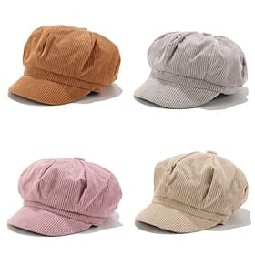 1 pièces couleur unie femmes béret printemps automne gavroche chapeau vintage velours côtelé élasticité casquette à visière peintre chapeau