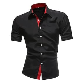 Homme Chemise habillée Chemise à Col Chemise Boutonnée Uni Quotidien Travail Bleu Bleu marine Noir rouge Blanche Manche Courte Col Vêtement Tenue
