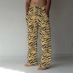 Men's Trousers Summer Pants Beach Pants Elastic Drawstring Design Front Pocket Straight Leg Leopard Graphic Prints Comfort Soft Casual Daily Fashion Classic St