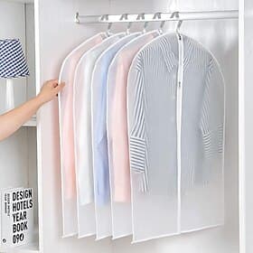 Hanging Garment Bags Clear (24X40 inch/ 5Pcs) Lightweight Clear Suit Bag Full Zipper Dust-Proof Clothes Cover Bags Hanging Garment Bags for Clothes with Closet