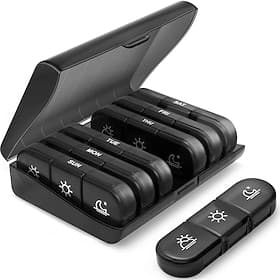 Weekly Pill Organizer 3 Times a DayPortable Travel Pill Box 7 Day with Large Pill Containers Light-Proof Pill Case for Vitamins